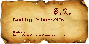 Beslity Krisztián névjegykártya